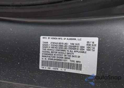 2019 Honda Odyssey Ex from USA, damaged, VIN 5FNRL6H50KB011571